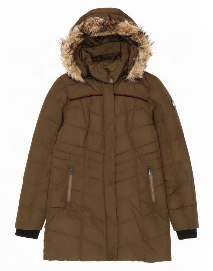 Damska wyściełana kurtka z kapturem Superdry UK 10, mała, z poliestru w kolorze khaki
