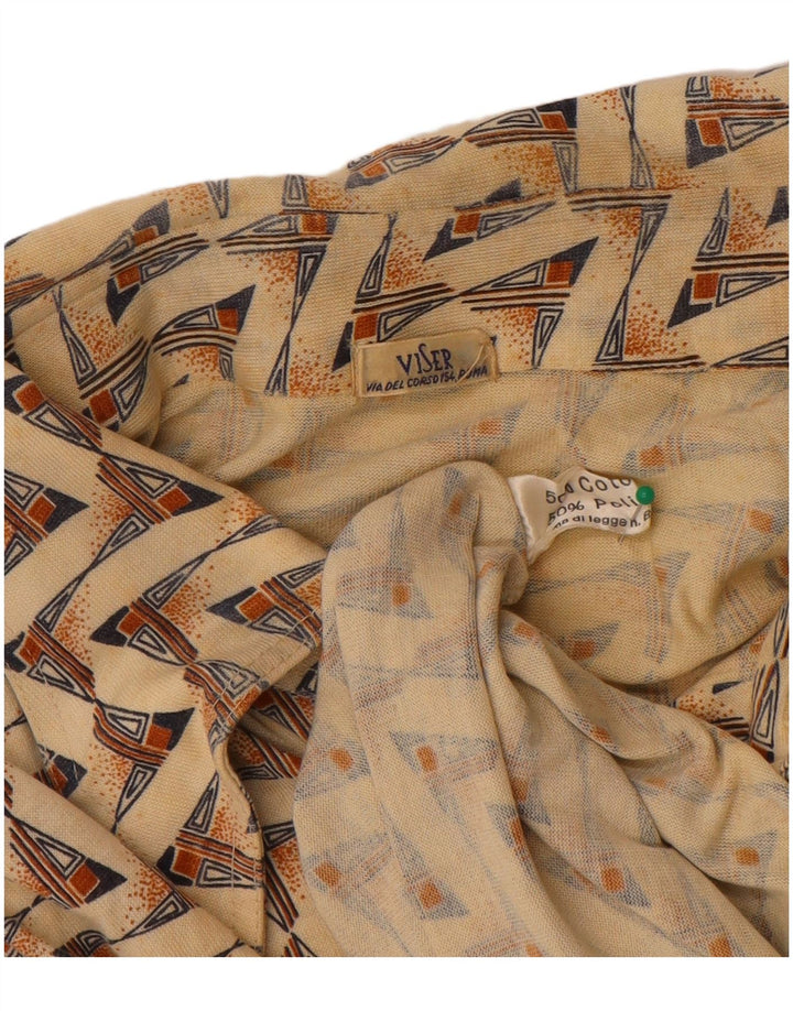 Męska koszulka polo w stylu vintage, średnia beżowa, geometryczna bawełna