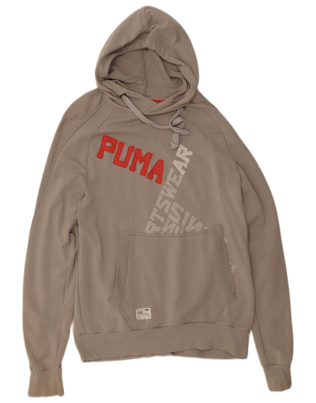 Męski sweter z kapturem i grafiką PUMA, duży, szary, bawełniany