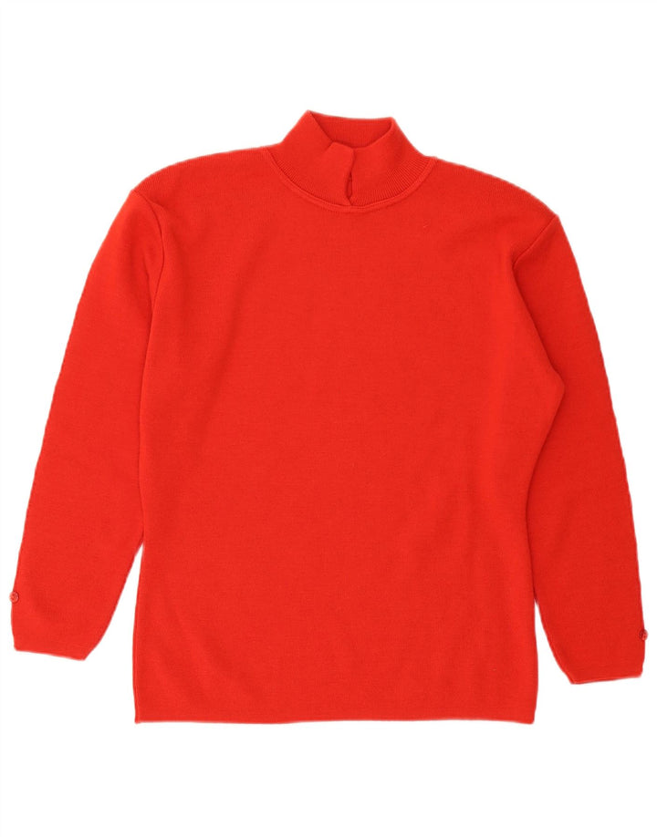 Sweter damski w stylu vintage z golfem UK 14, duża pomarańczowa wełna