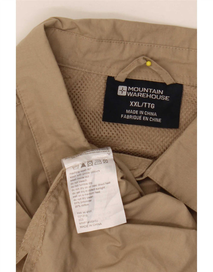 Męska koszula z krótkim rękawem Mountain Warehouse 2XL, beżowy poliester