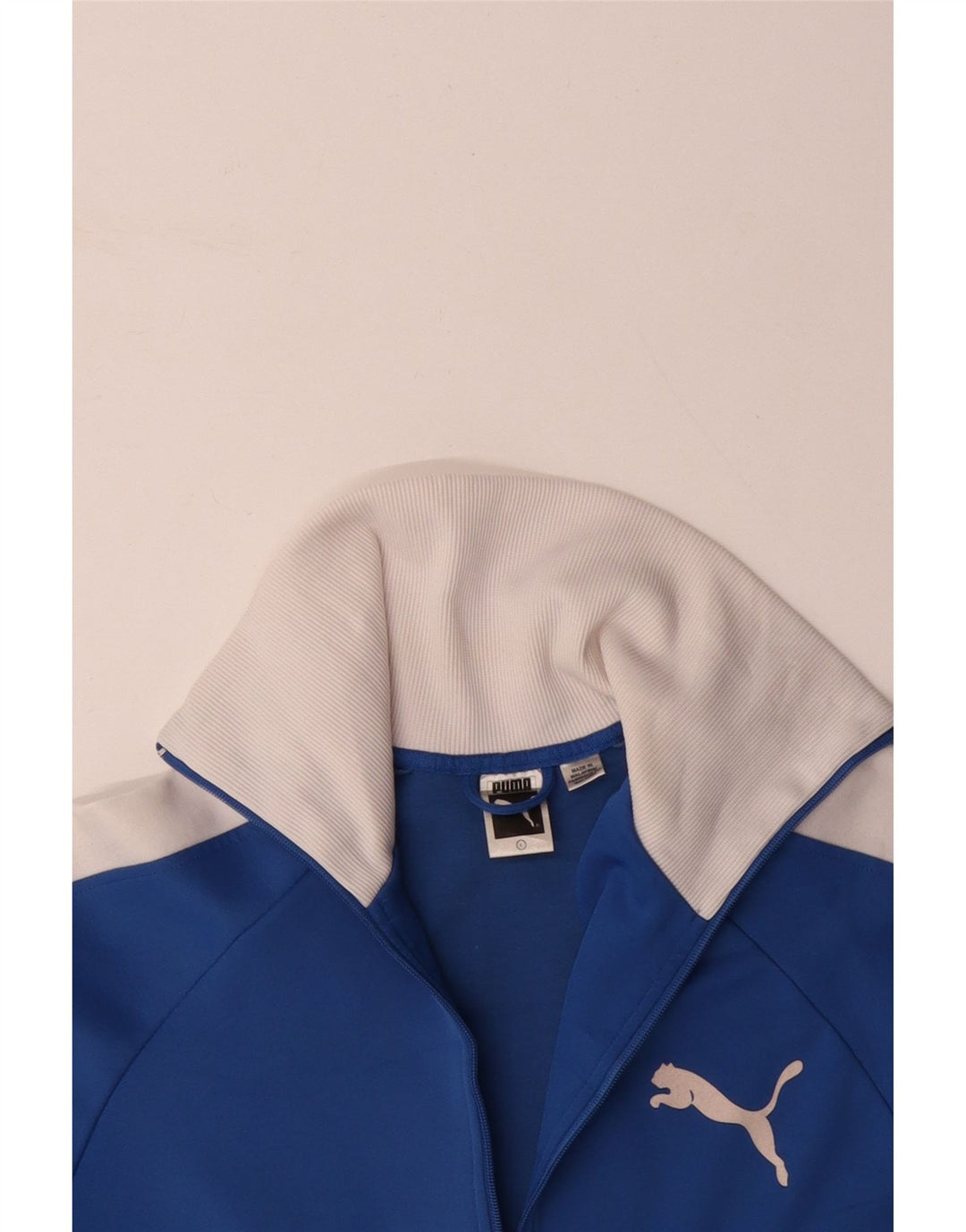 Damska kurtka dresowa PUMA z grafiką UK 16, duża niebieska, z blokami kolorów