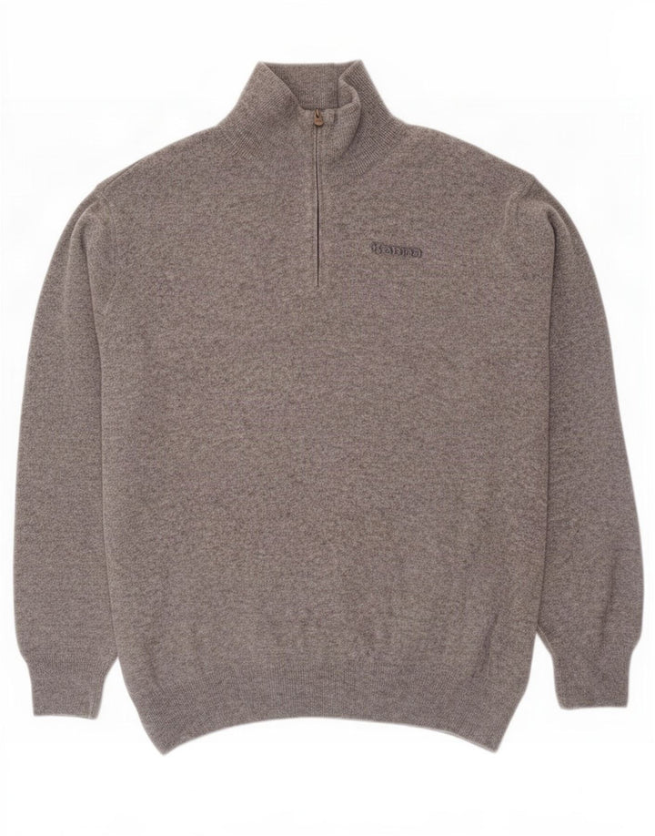 Męski sweter Kappa z zamkiem błyskawicznym 2XL Szara wełna owcza