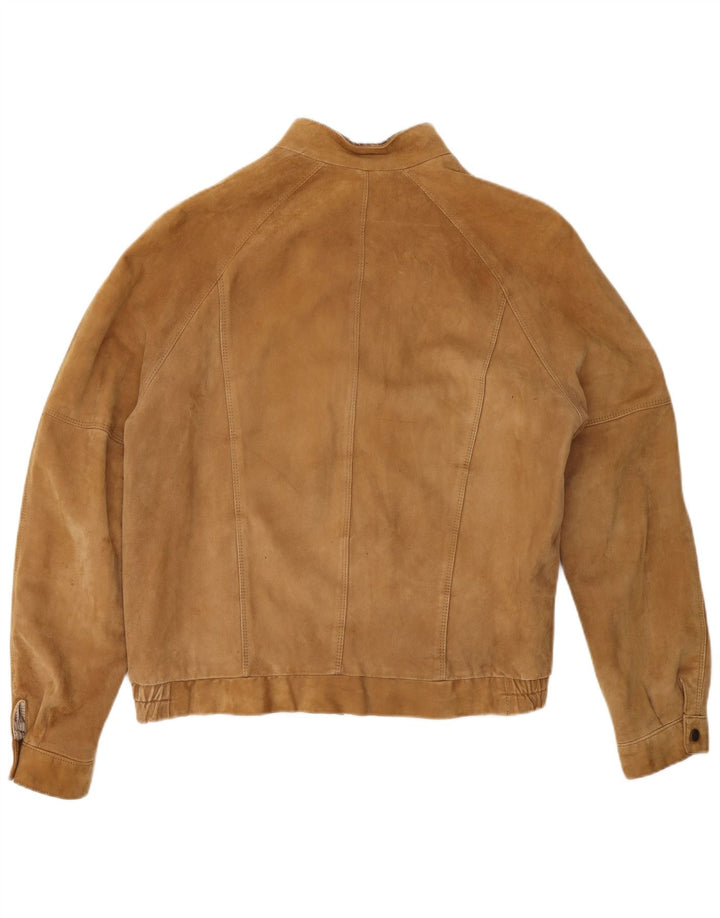 Vintage męska zamszowa kurtka bomber IT 50 duża brązowa skóra