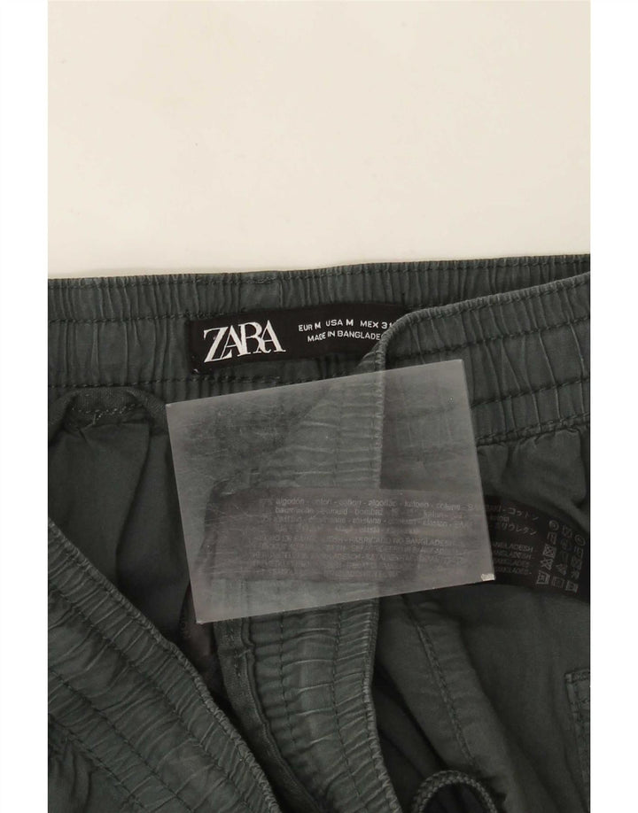 Damskie spodnie joggery Zara, średnie W28 L26, zielone bawełniane
