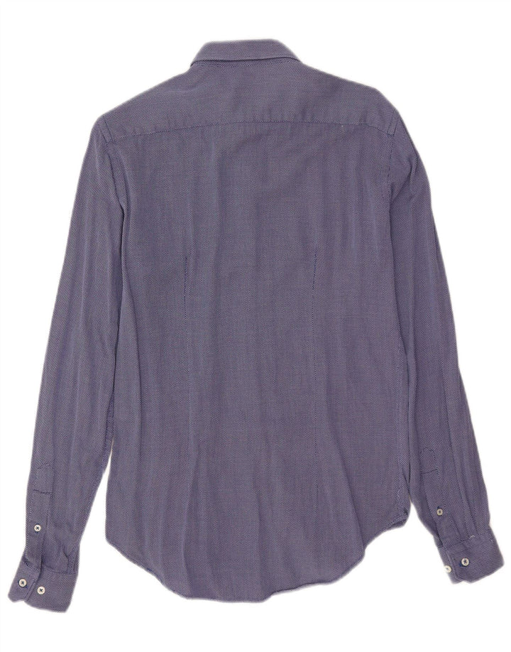 Koszula męska Zara Slim Fit, mała, niebieska, bawełniana w cętki