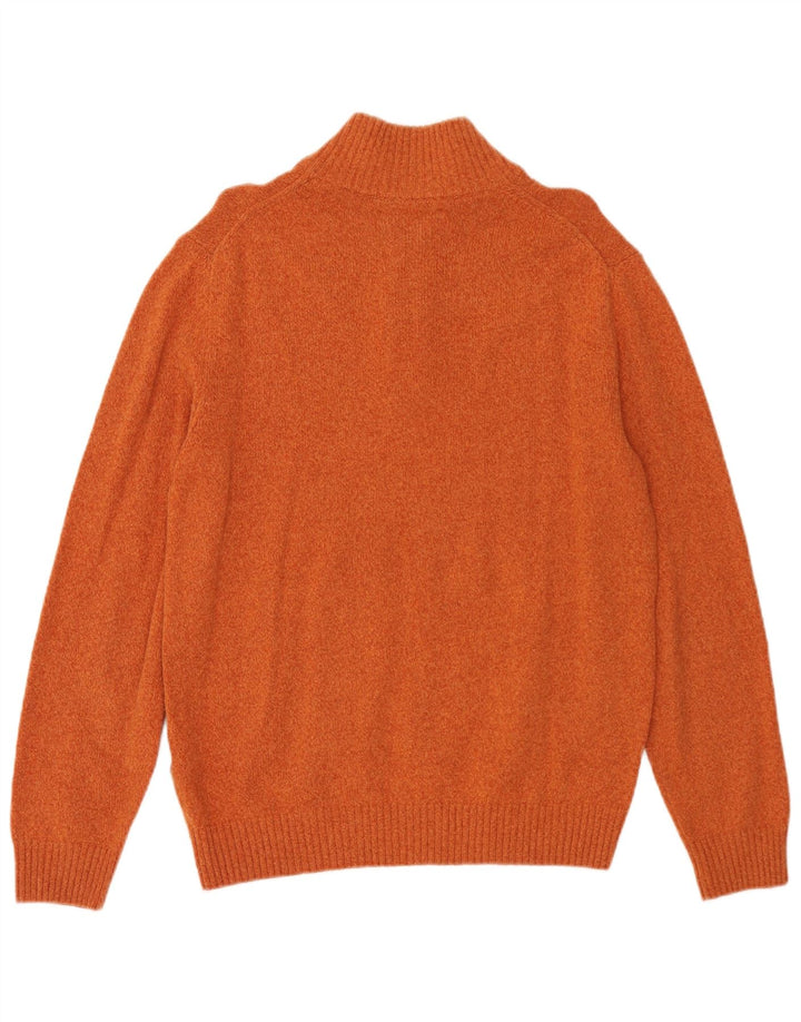 Marlboro Classics Męski sweter z zamkiem błyskawicznym, duży, pomarańczowy, wełniany