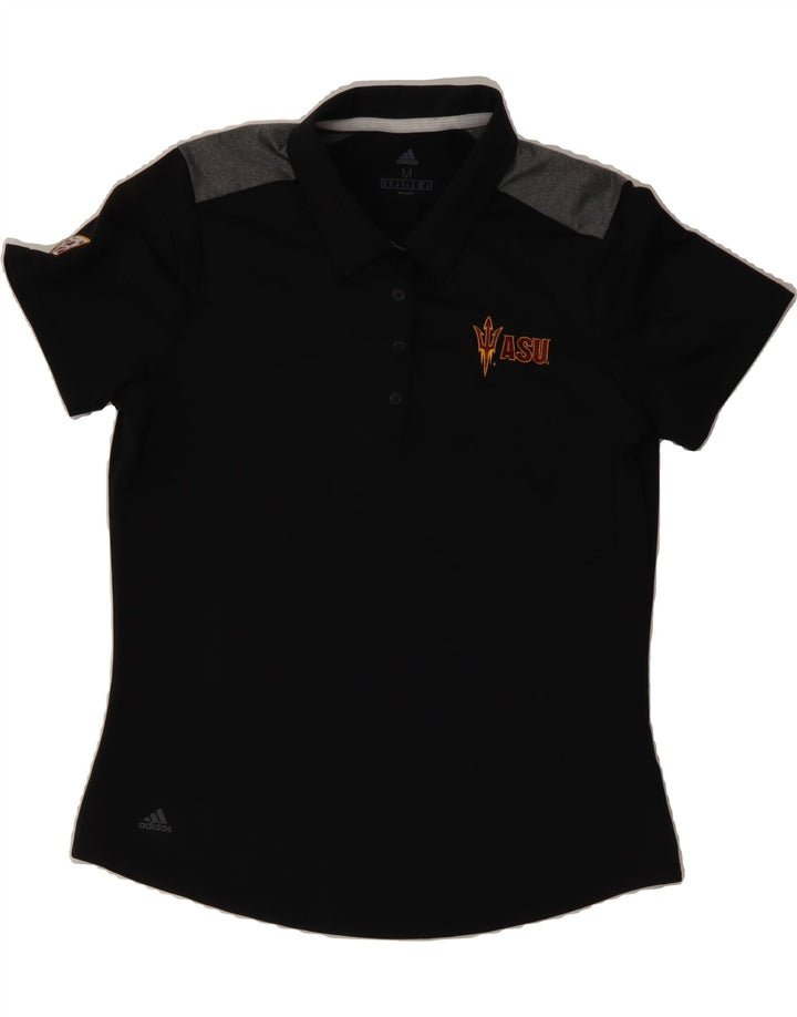 ADIDAS Womens Polo Shirt UK 14 Medium Black Polyester Vintage Adidas and Second-Hand Adidas from Messina Hembry 