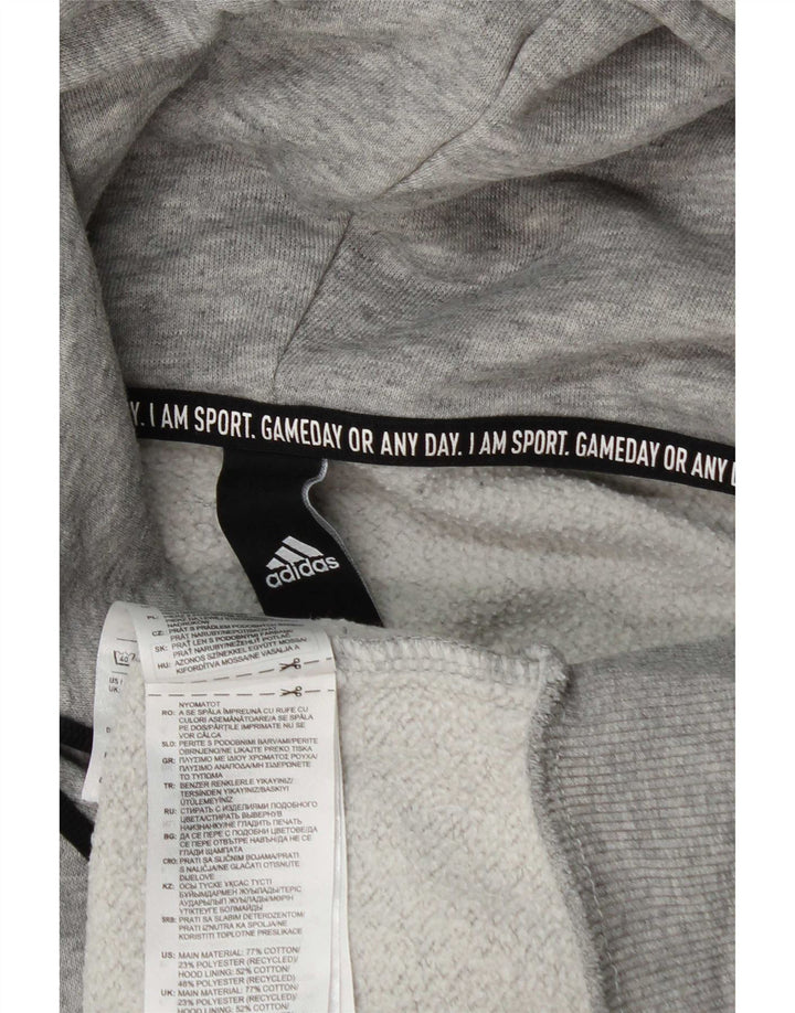 Męska bluza z kapturem Adidas Graphic, średnia szara bawełna