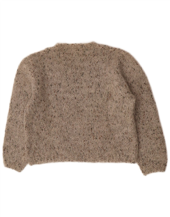 Sweter damski w stylu vintage z okrągłym dekoltem UK 14, średni szary nakrapiany