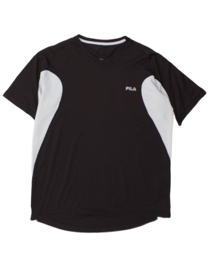 T-shirt męski Fila Top, duży, czarny, z blokami kolorów