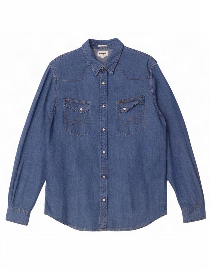 Męska koszula dżinsowa Wrangler Slim Fit, duża, niebieska, bawełniana