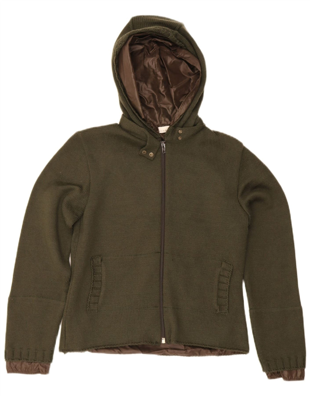 Damska kurtka bomberka z kapturem Pinko UK 10, mała wełna khaki