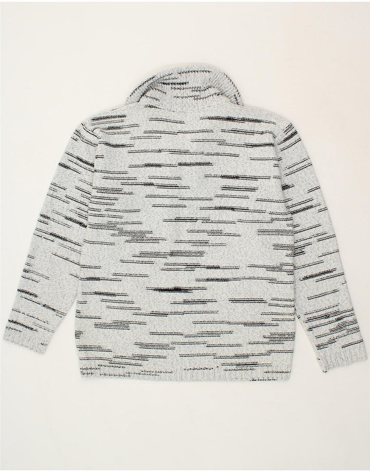 VINTAGE Mens Zip Neck Jumper Sweater Medium Grey Flecked Vintage Vintage and Second-Hand Vintage from Messina Hembry 