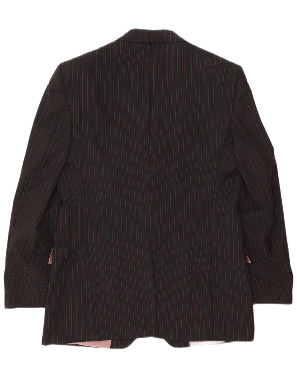 Męska marynarka zapinana na 3 guziki Hugo Boss IT 52 XL, czarna, wełniana w prążki, klasyczna