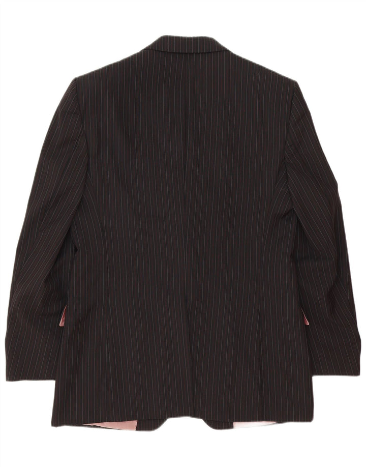 Męska marynarka zapinana na 3 guziki Hugo Boss IT 52 XL, czarna, wełniana w prążki, klasyczna