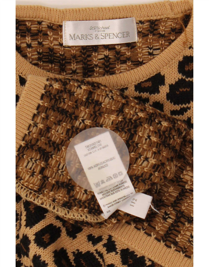 Marks & Spencer Damski sweter z okrągłym dekoltem, UK 14, duży brązowy