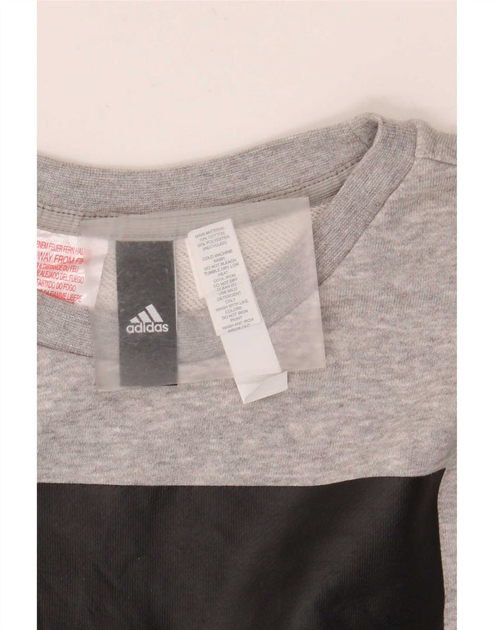 Chłopięca bluza Adidas z grafiką, 13-14 lat, szara bawełna