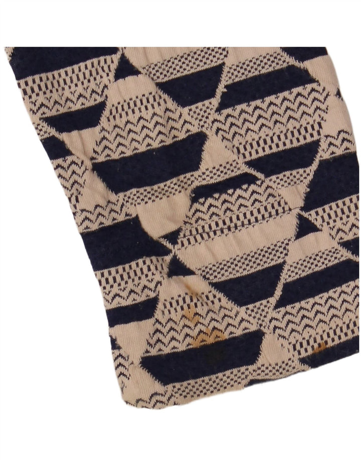 WHITE STUFF Damska sukienka typu shift z rękawem 3/4 UK 8, mała, beżowa, geometryczna