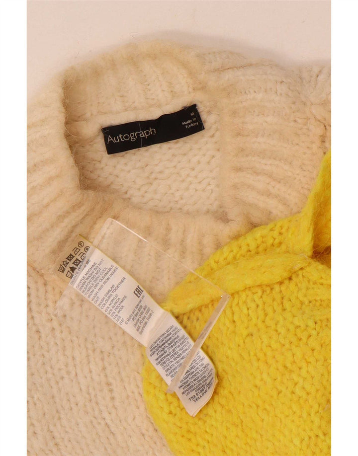 Marks & Spencer Damski sweter z golfem UK 10, mały, w kolorze złamanej bieli