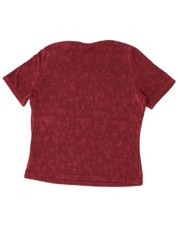 T-shirt damski Marks & Spencer Top UK 14, duży, bordowy, z kwiatowym octanem