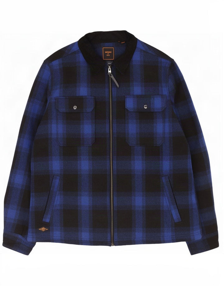 Kurtka męska Shacket Superdry UK 44 2XL Granatowa, wełniana kratka