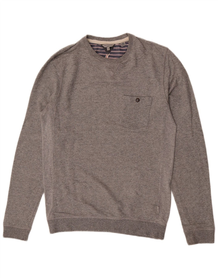 Męski sweter Ted Baker, rozmiar 2, mały, szary, bawełniany w plamki