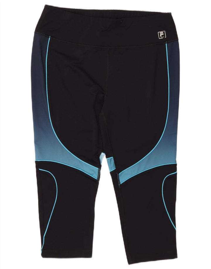Damskie legginsy Capri Fila UK 18 XL, czarny poliester z blokami kolorów