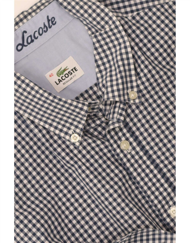 Koszula męska z krótkim rękawem Lacoste, rozmiar 40, średni granatowy materiał w kratkę