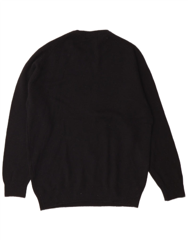 Marks & Spencer Męski sweter z okrągłym dekoltem, mały, czarny, z owczej wełny