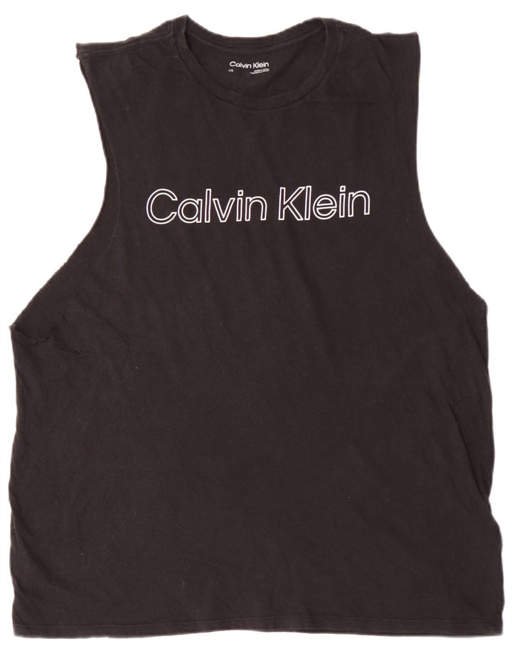 CALVIN KLEIN Męski top z kamizelką z grafiką, duży, czarny, bawełniany