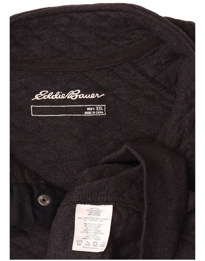 Męski sweter z dekoltem w serek Eddie Bauer, 2XL, szara, geometryczna bawełna