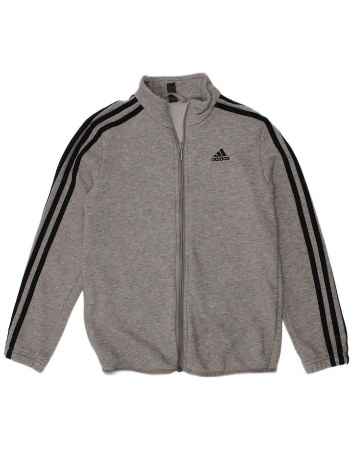 ADIDAS Boys Tracksuit Top Jacket 9-10 Years Grey Cotton