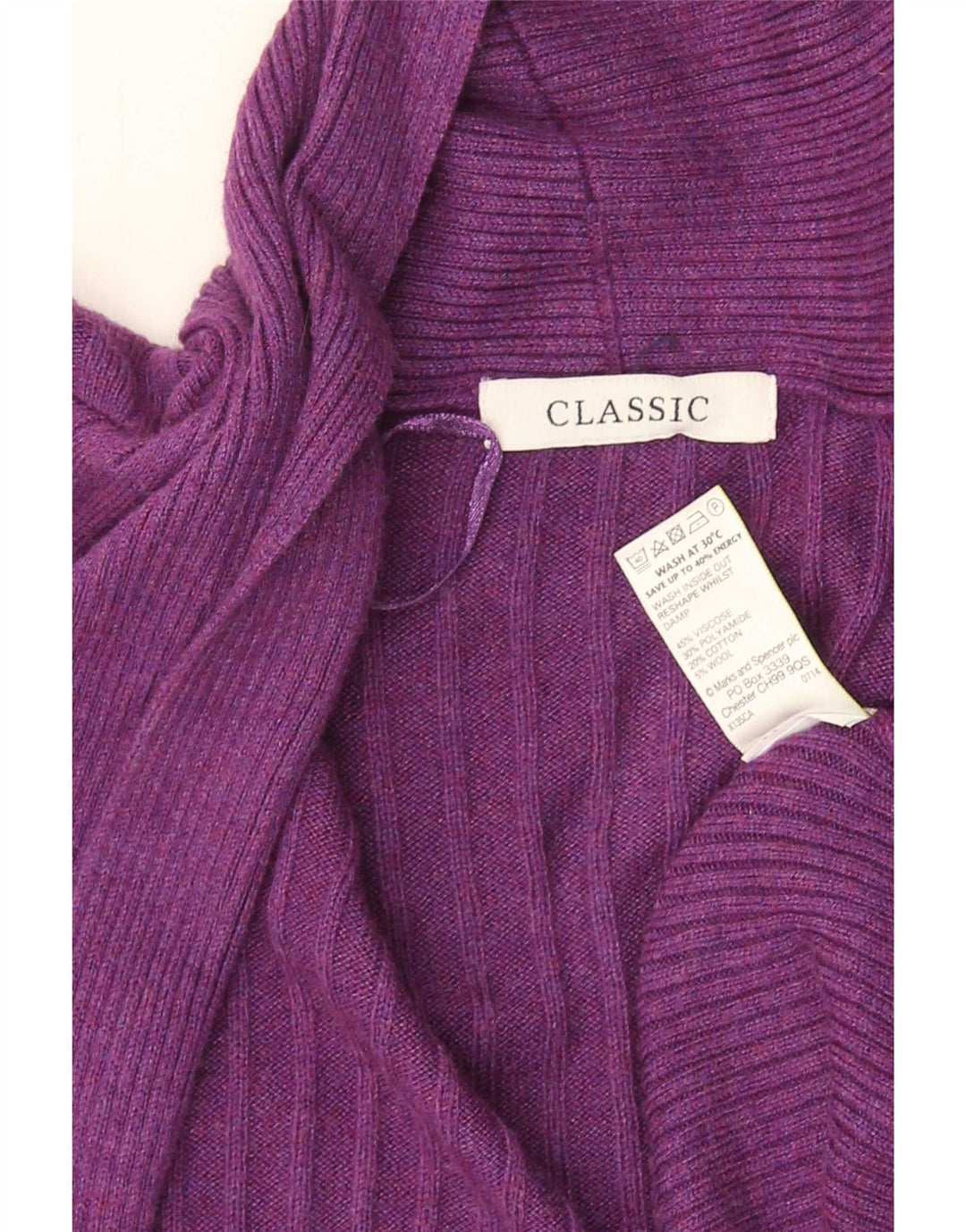 Marks & Spencer Damski sweter rozpinany UK 14, średni fiolet, wiskoza
