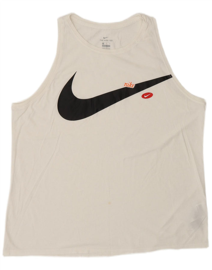 Męska kamizelka z grafiką Nike Dri Fit, średnia biała bawełna