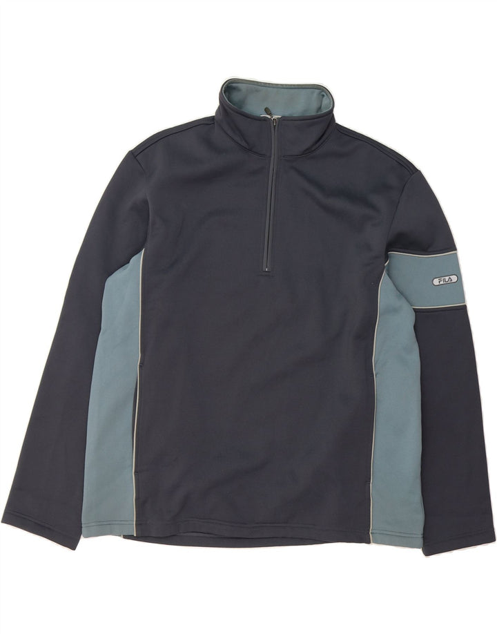 FILA Mens Zip Neck Pullover Tracksuit Top XL Grey Colourblock Polyester Vintage Fila and Second-Hand Fila from Messina Hembry 