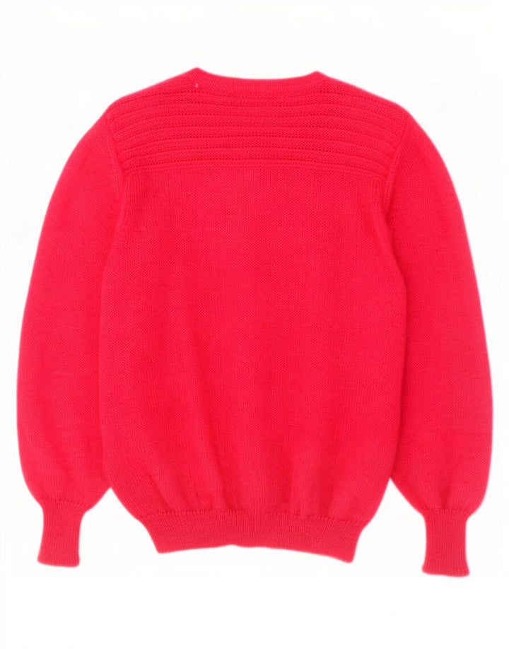 Vintage damski sweter oversize UK 14 średni różowy moher