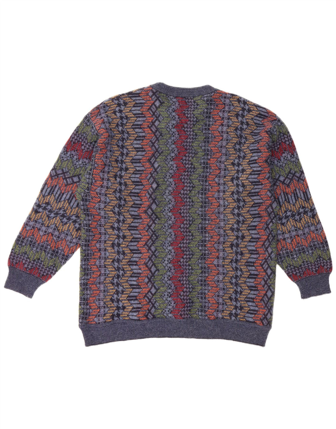 Męski sweter CASSAN z dekoltem w łódkę IT 52, duży granatowy, wełniany jodełka