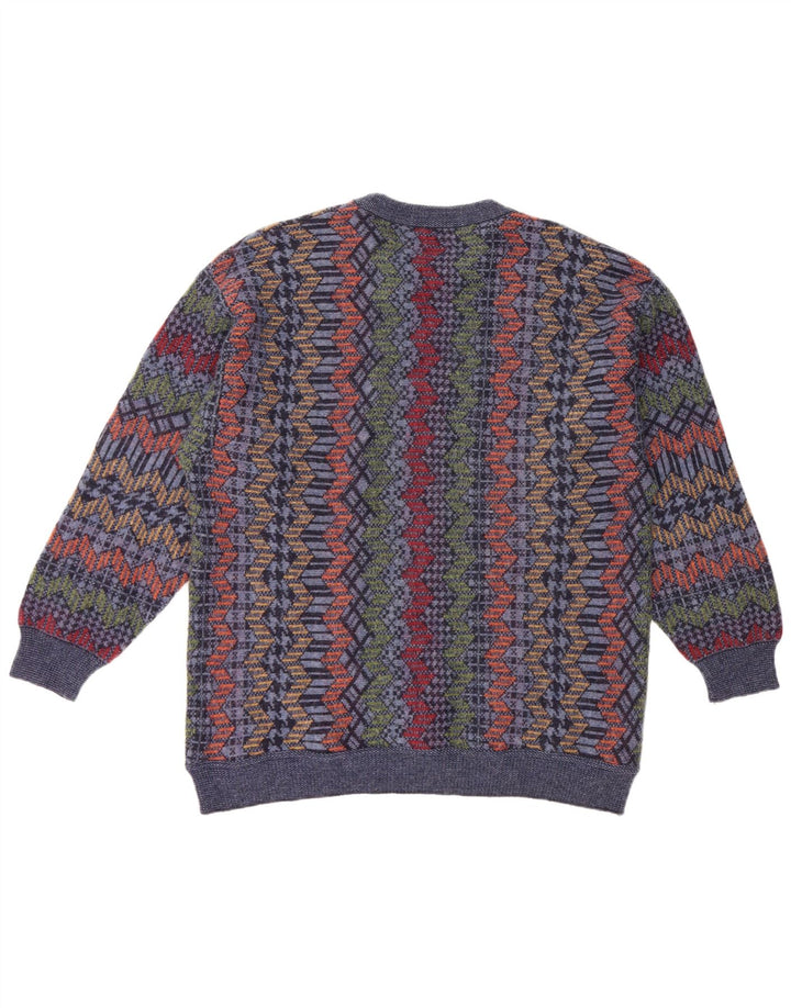 Męski sweter CASSAN z dekoltem w łódkę IT 52, duży granatowy, wełniany jodełka