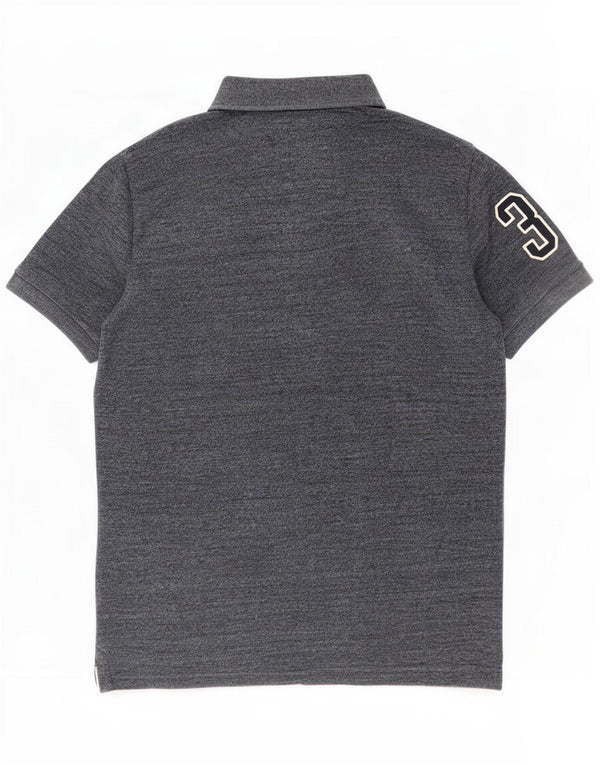 Męska koszulka polo Superdry z grafiką, duża, szara, bawełniana w plamki