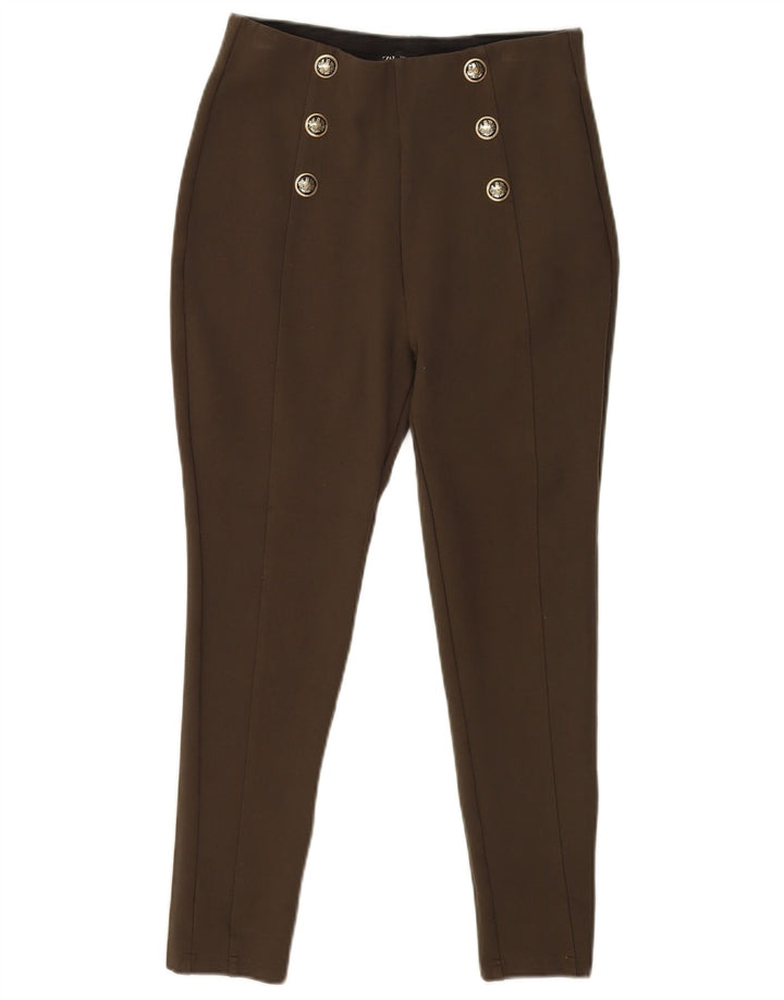 Damskie legginsy Zara Crop UK 14, duże, zielone, wiskozowe
