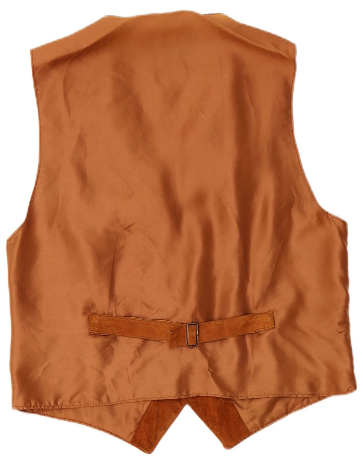 Vintage damska zamszowa kamizelka UK 16 duża brązowa skóra