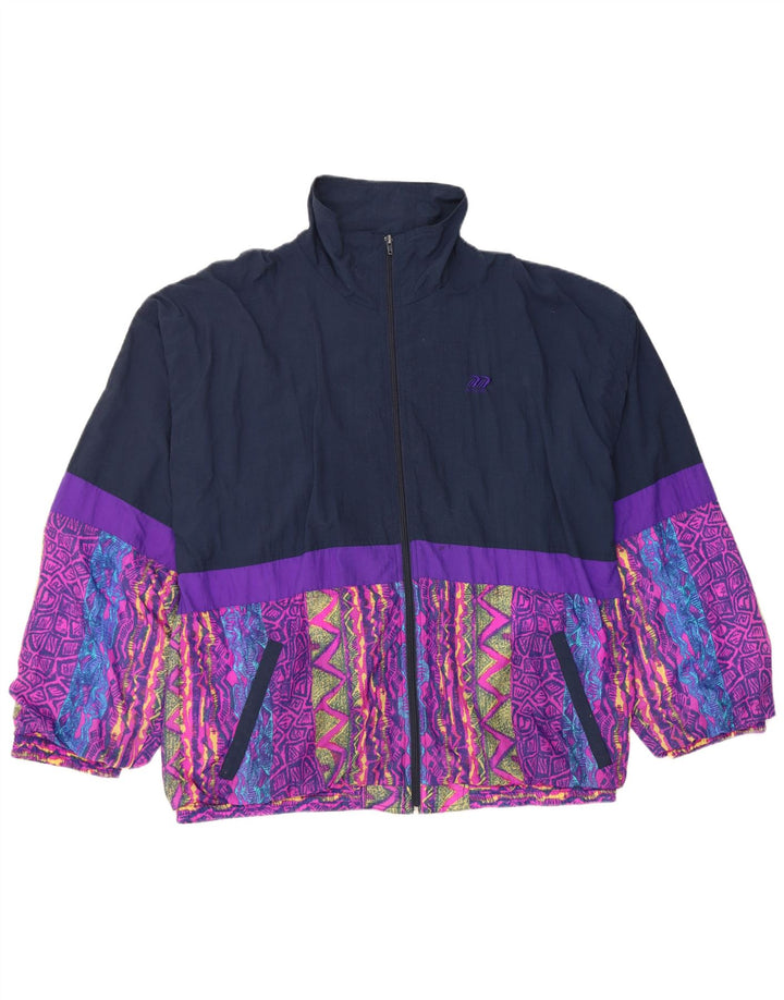 Męska kurtka dresowa VINTAGE UK 46/48 XL Granatowy Nylon z blokami kolorów