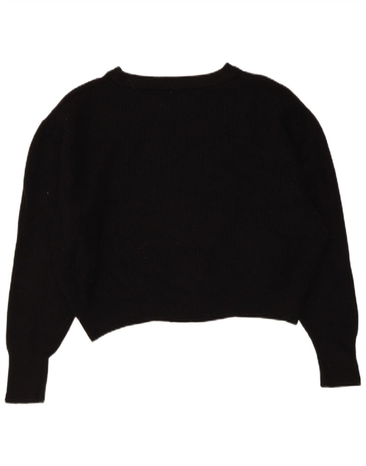 Damski sweter ZARA Crop Oversize z dekoltem w łódkę UK 14 Średni czarny