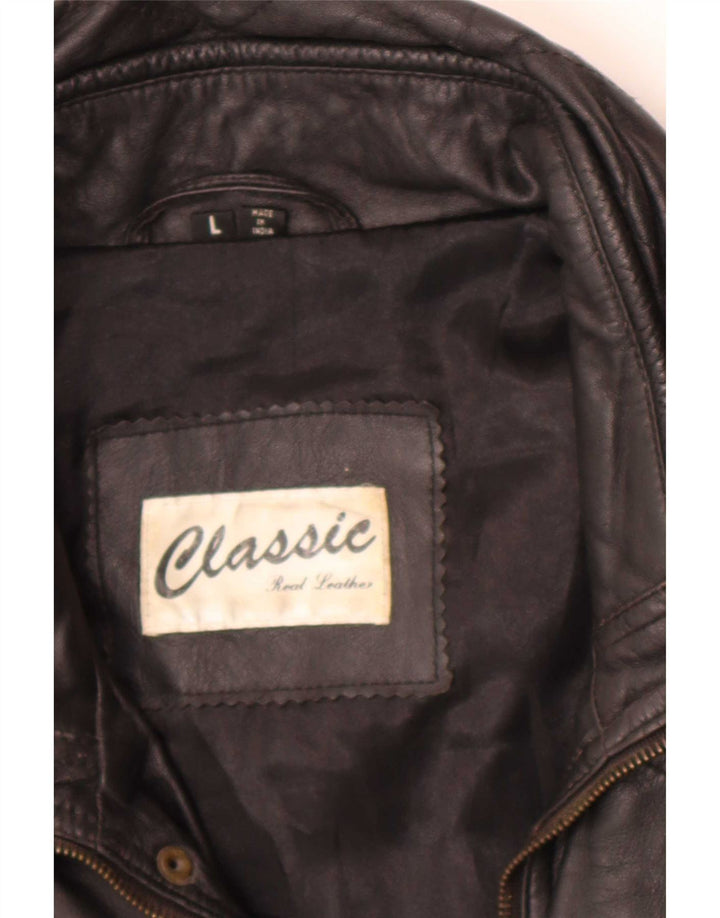 CLASSIC Męska kurtka skórzana UK 40 duża czarna