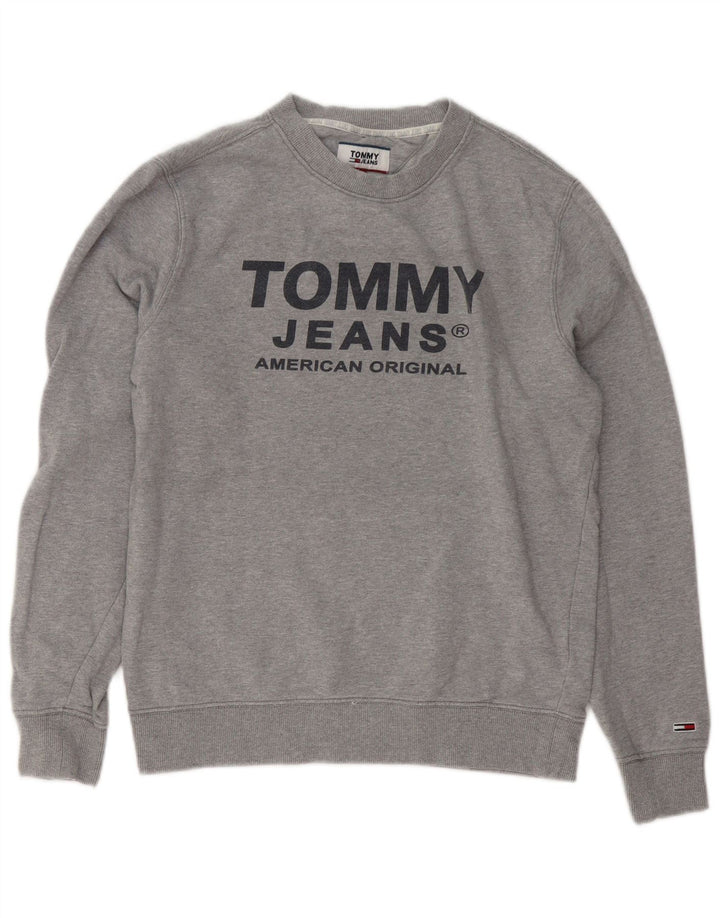 Męska bluza z grafiką Tommy Hilfiger, mała, szara, bawełniana