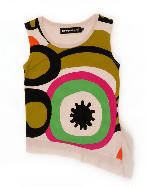 Damska asymetryczna kamizelka Desigual Top UK 12 Medium White Geometric