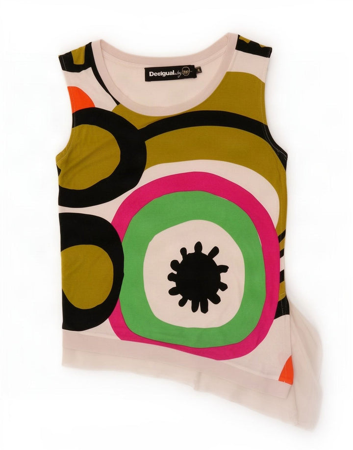Damska asymetryczna kamizelka Desigual Top UK 12 Medium White Geometric