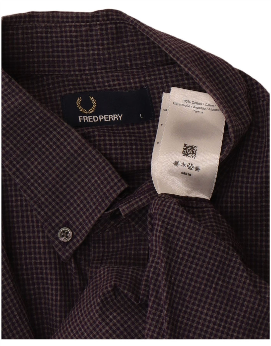 Koszula męska FRED PERRY, duża, fioletowa, bawełniana kratka