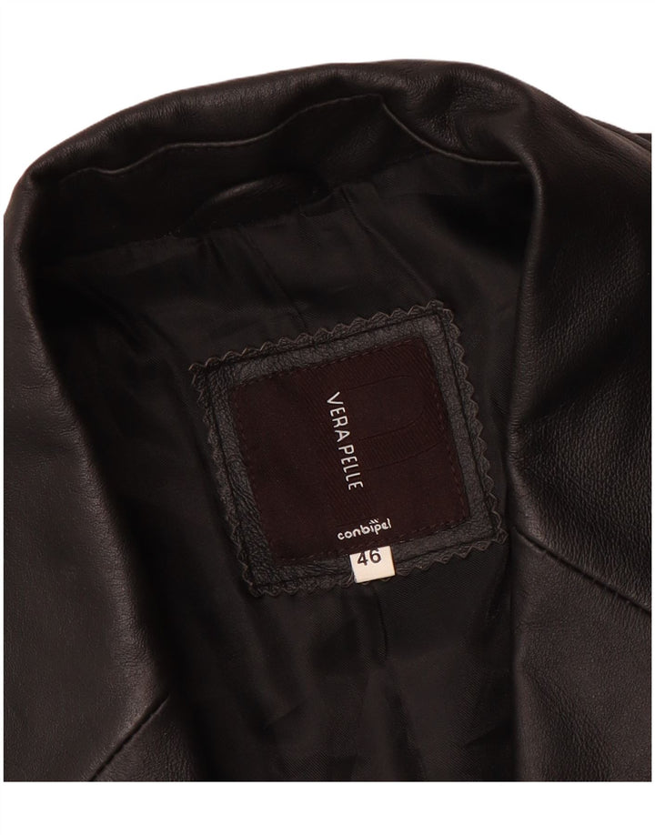 Conbipel Męski płaszcz skórzany IT 46 Mała czarna skóra